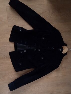 Women's Black Velvet Button-Front Blazer